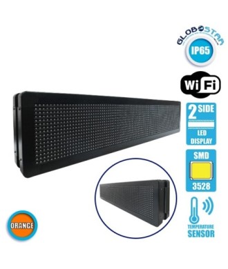 GLOBOSTAR® DISPLAY 90304 Κυλιόμενη Ψηφιακή Επιγραφή P10 Διπλής Όψης LED AC 220-240V Αδιάβροχο IP65 Πορτοκαλί - WiFi Control μέσω FK APP - Αισθητήρας Θερμοκρασίας & Υγρασίας - Μ104 x Π12 x Υ20cm - 2 Χρόνια Εγγύηση